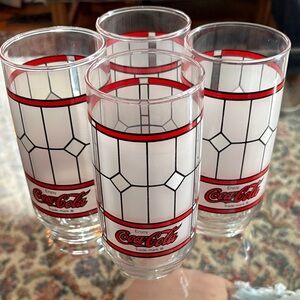 Coca Cola Geometric Red and White Glass Set